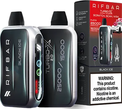 RIFBAR TURBO X 25K PUFFS RECHAREABLE DISPOSABLE VAPE 5CT/DISPLAY