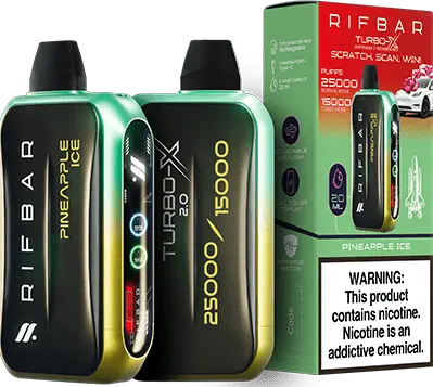 RIFBAR TURBO X 25K PUFFS RECHAREABLE DISPOSABLE VAPE 5CT/DISPLAY