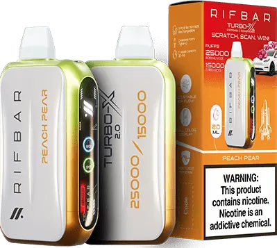 RIFBAR TURBO X 25K PUFFS RECHAREABLE DISPOSABLE VAPE 5CT/DISPLAY