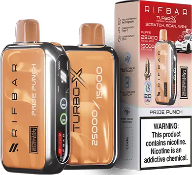 RIFBAR TURBO X 25K PUFFS RECHAREABLE DISPOSABLE VAPE 5CT/DISPLAY