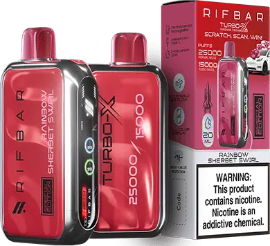 RIFBAR TURBO X 25K PUFFS RECHAREABLE DISPOSABLE VAPE 5CT/DISPLAY