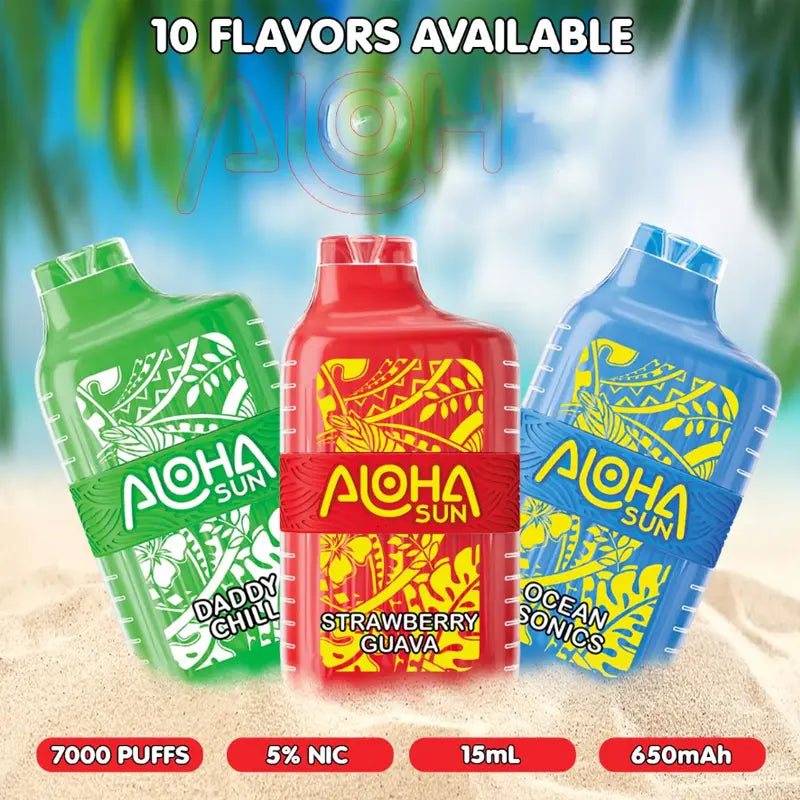 ALOHA SUN 7000 PUFFS RECHARGEABLE DISPOSABLE 10CT/DISPLAY