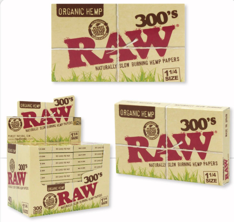 RAW NATURAL UNREFINED HEMP ROLLING PAPERS 300'S ORGANIC HEMP 1/4 40PCS/ BOX