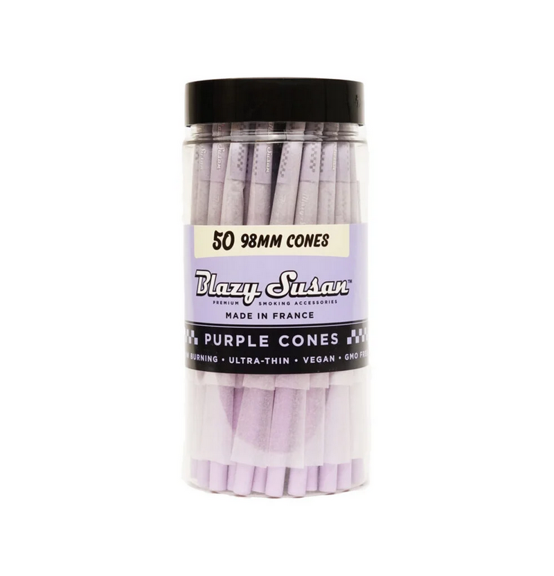 BLAZY SUSAN PURPLE PRE ROLLED 98MM CONES 50CT/JAR