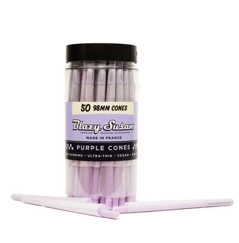 BLAZY SUSAN PURPLE PRE ROLLED 98MM CONES 50CT/JAR