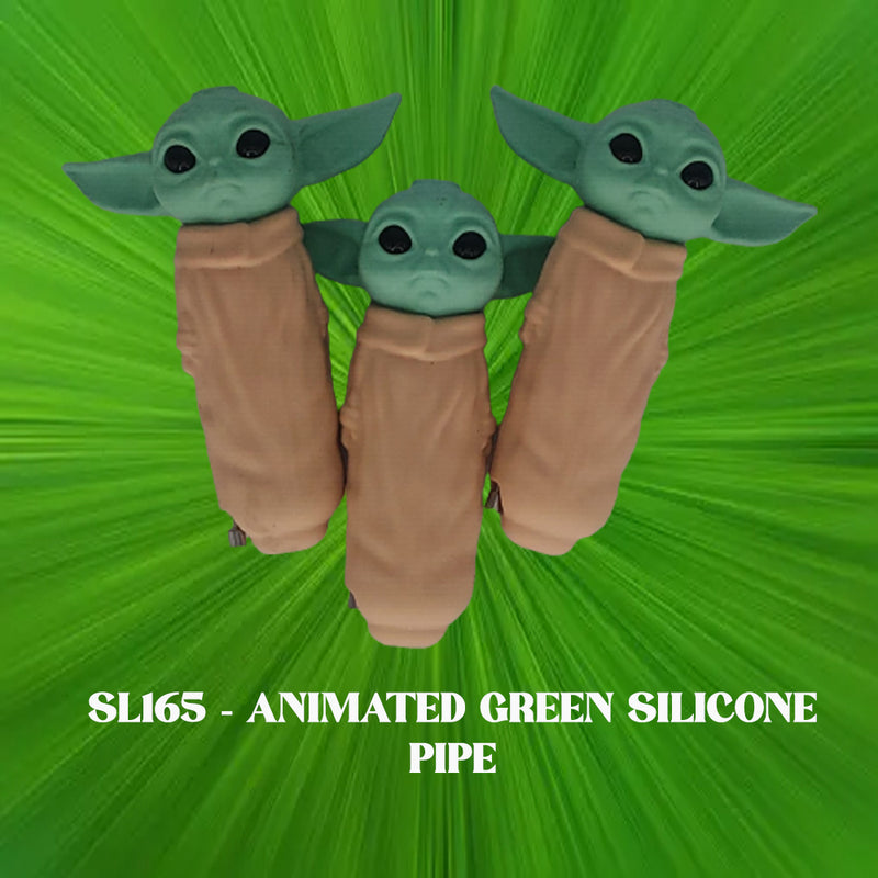 SL165 - ANIMATED GREEN SILICONE PIPE 1CT