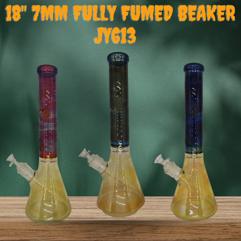 JY613 - 18" 7MM FULLY FUMED BEAKER 1CT/DISPLAY
