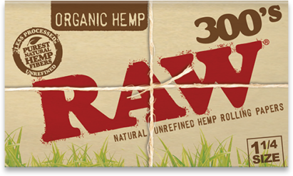 RAW NATURAL UNREFINED HEMP ROLLING PAPERS 300'S ORGANIC HEMP 1/4 40PCS/ BOX